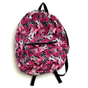 Disney Minnie Mouse Backpack Pink Double Strap Zip Close Pockets